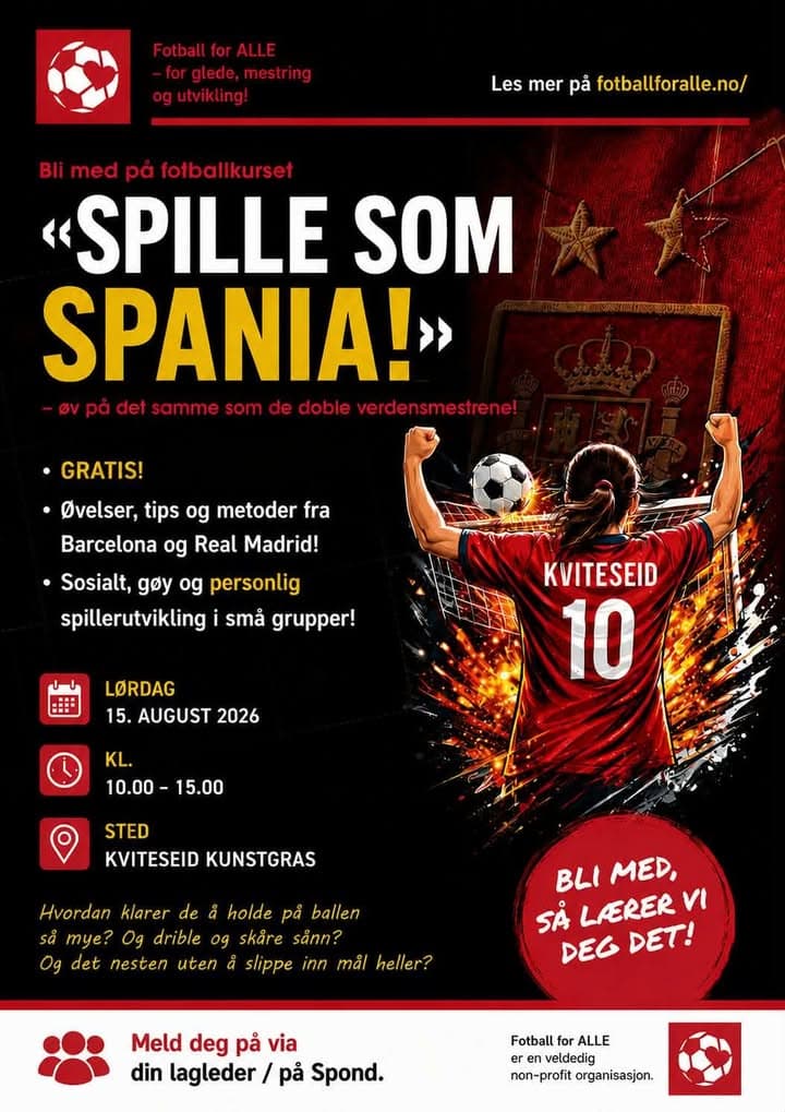 Denne uka er det mye som skjer:
LØRDAG er det fotballskole med "Fotball for…
